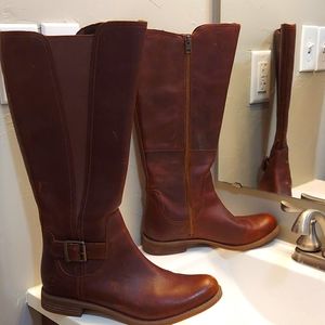 Timberland leather tall boots warm brown women 9.5
